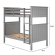 Linon Tilda Twin over Twin Bunk Bed with Top Guard Rails in Gray Solid Wood