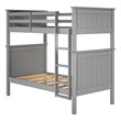 Linon Tilda Twin over Twin Bunk Bed with Top Guard Rails in Gray Solid Wood