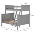 Linon Tilda Twin over Full Bunk Bed with Top Guard Rails in Gray Solid Wood