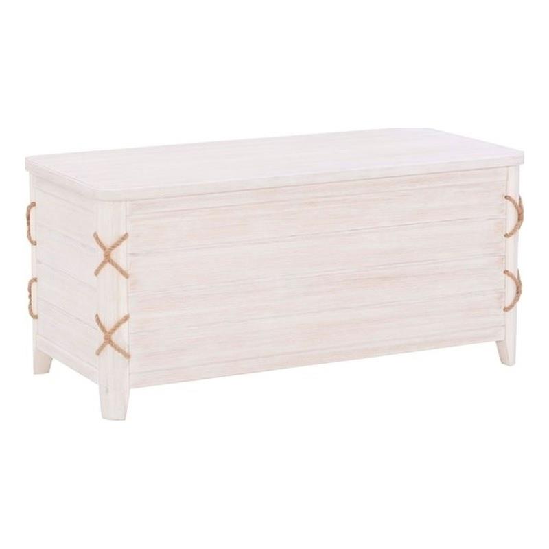 Linon Zana Cedar Lined Storage Chest with Rope Detail in White Distressed Wood