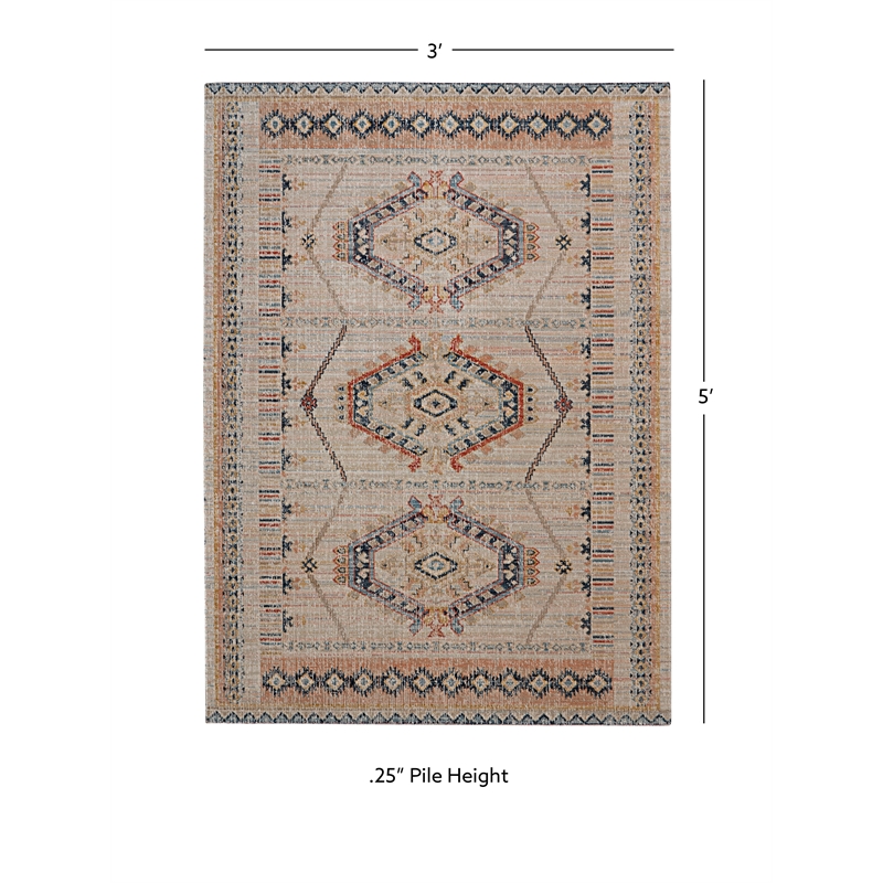 Linon Great Zero Lana Polyester 3'x5' Accent Rug in Ivory