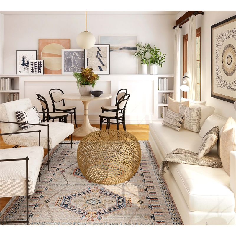 Linon Great Zero Lana Polyester 8'x10' Area Rug in Ivory