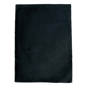 Linon Maven Faux Rabbit Polyester 3'x5' Accent Rug in Charcoal Gray