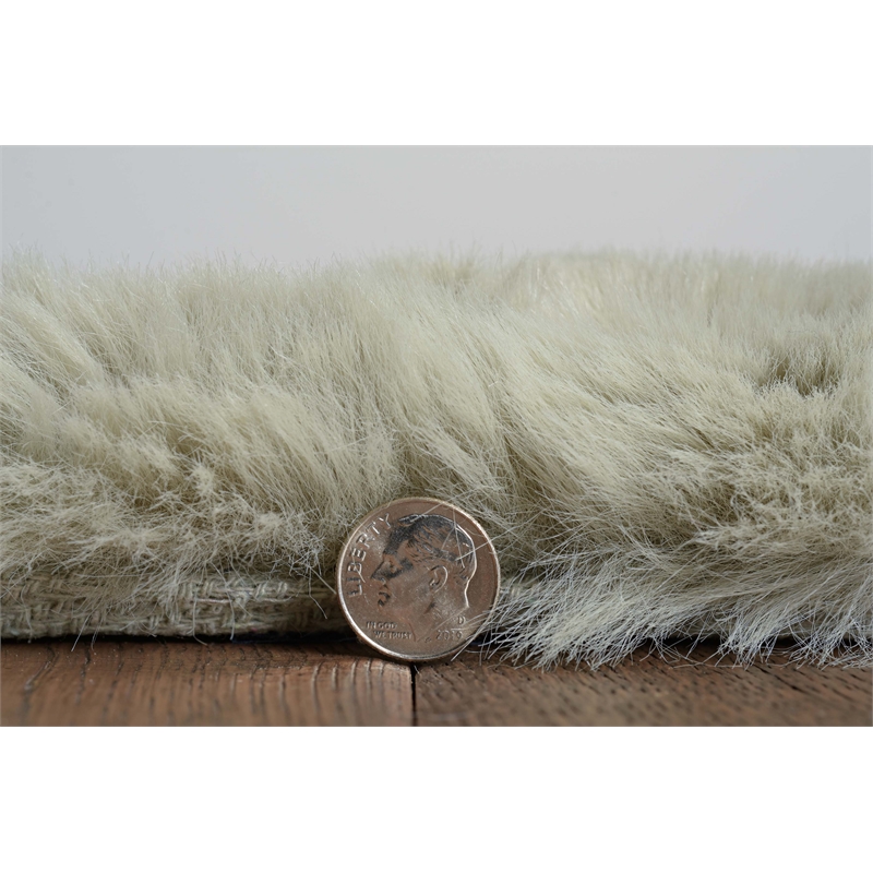 Linon Maven Faux Rabbit Polyester 3'x5' Accent Rug in Green