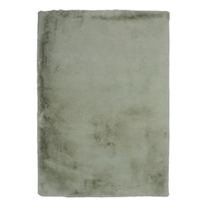 Linon Maven Faux Rabbit Polyester 7'6&quot X 9'6&quot Area Rug in Green