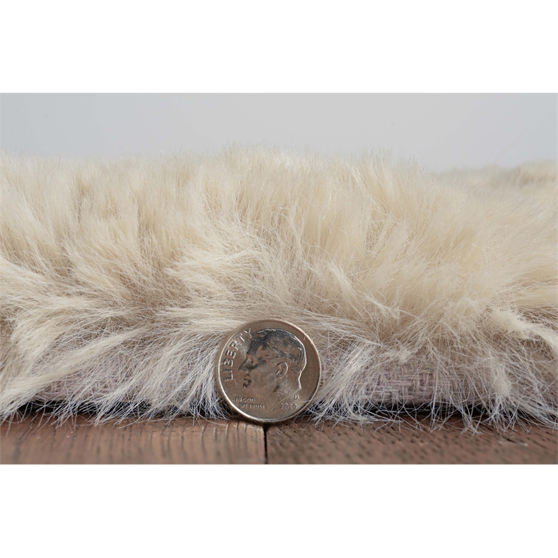 Linon Maven Faux Rabbit Polyester 5'x7' Area Rug in Pale Gray