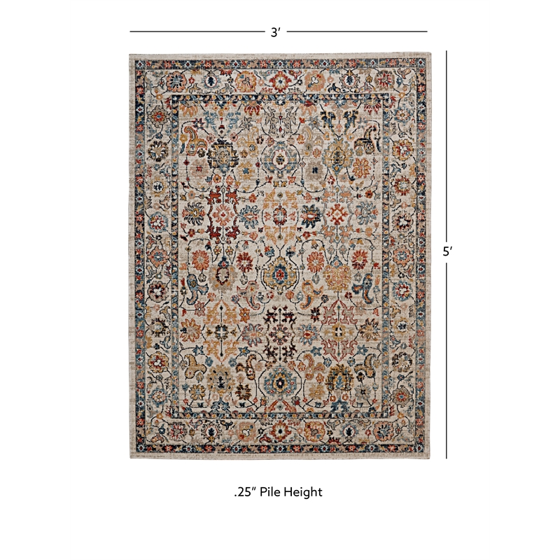 Linon Great Zero Laramie Polyester 3'x5' Accent Rug in Ivory