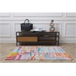 Linon Motif Printed Faux Rabbit Swatch Polyester 3'x5' Accent Rug in Pink