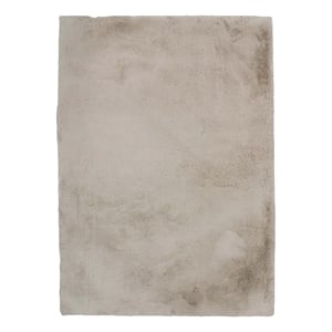 Linon Maven Faux Rabbit Polyester 7'6&quot X 9'6&quot Area Rug in Pale Gray