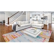 Linon Motif Printed Faux Rabbit Swatch Polyester 8'x10' Area Rug in Pink