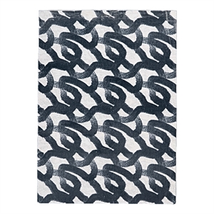 Linon Motif Printed Faux Rabbit Sketch Polyester 3'x5' Accent Rug in Black
