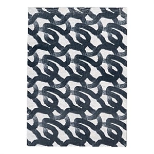 Linon Motif Printed Faux Rabbit Sketch Polyester 5'x7' Area Rug in Black