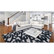 Linon Motif Printed Faux Rabbit Sketch Polyester 8'x10' Area Rug in Black