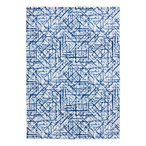 Linon Motif Printed Faux Rabbit Ingrain Polyester 3'x5' Accent Rug in Blue