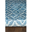 Linon Motif Printed Faux Rabbit Linear Polyester 5'x7' Area Rug in Blue