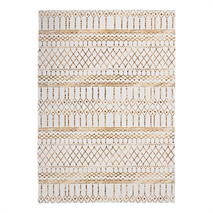 Linon Motif Printed Faux Rabbit Minear Polyester 3'x5' Accent Rug in Ivory