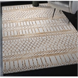 Linon Motif Printed Faux Rabbit Minear Polyester 5'x7' Area Rug in Ivory