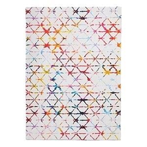 Linon Motif Printed Faux Rabbit Felix Polyester 8'x10' Area Rug in Ivory