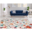 Linon Motif Printed Faux Rabbit Roboto Polyester 8'x10' Area Rug in Ivory