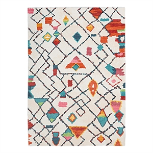 Linon Motif Printed Faux Rabbit Roboto Polyester 8'x10' Area Rug in Ivory