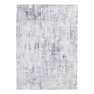 Linon Motif Printed Faux Rabbit Domo Polyester 5'x7' Area Rug in Ivory