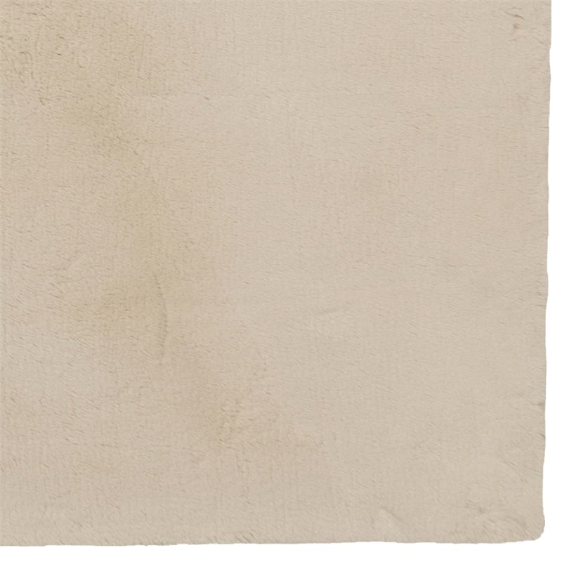 linon maven faux rabbit polyester 7'6&quot x 9'6&quot area rug in tan