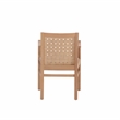 Linon Trent Arm Chair Cream Upholstered Seat Woven Backrest in Natural Beechwood