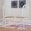Linon Jerrie Set of 2 Beige Faux Leather Slat Back Dining Chairs in White Wood