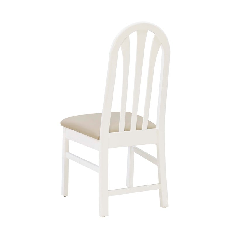 Linon Jerrie Set of 2 Beige Faux Leather Slat Back Dining Chairs in White Wood