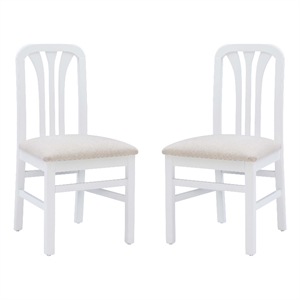 Linon Darlie Set of 2 Dining Chairs Grey Upholstered Seat in White Beechwood