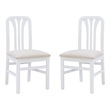 Linon Darlie Set of 2 Dining Chairs Grey Upholstered Seat in White Beechwood