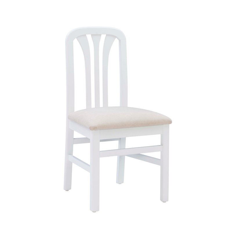 Linon Darlie Set of 2 Dining Chairs Grey Upholstered Seat in White Beechwood