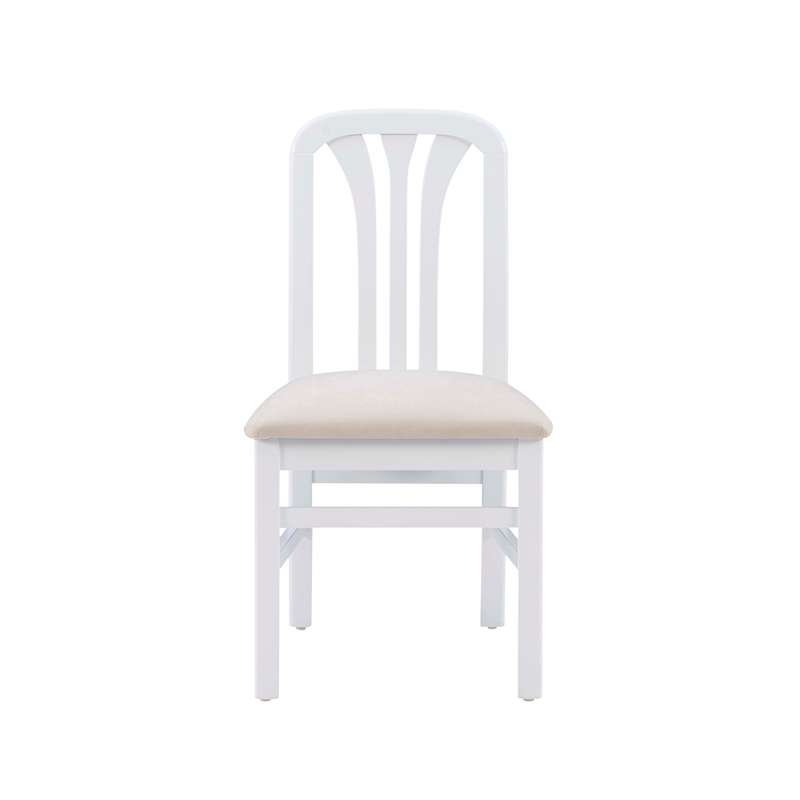 Linon Darlie Set of 2 Dining Chairs Grey Upholstered Seat in White Beechwood