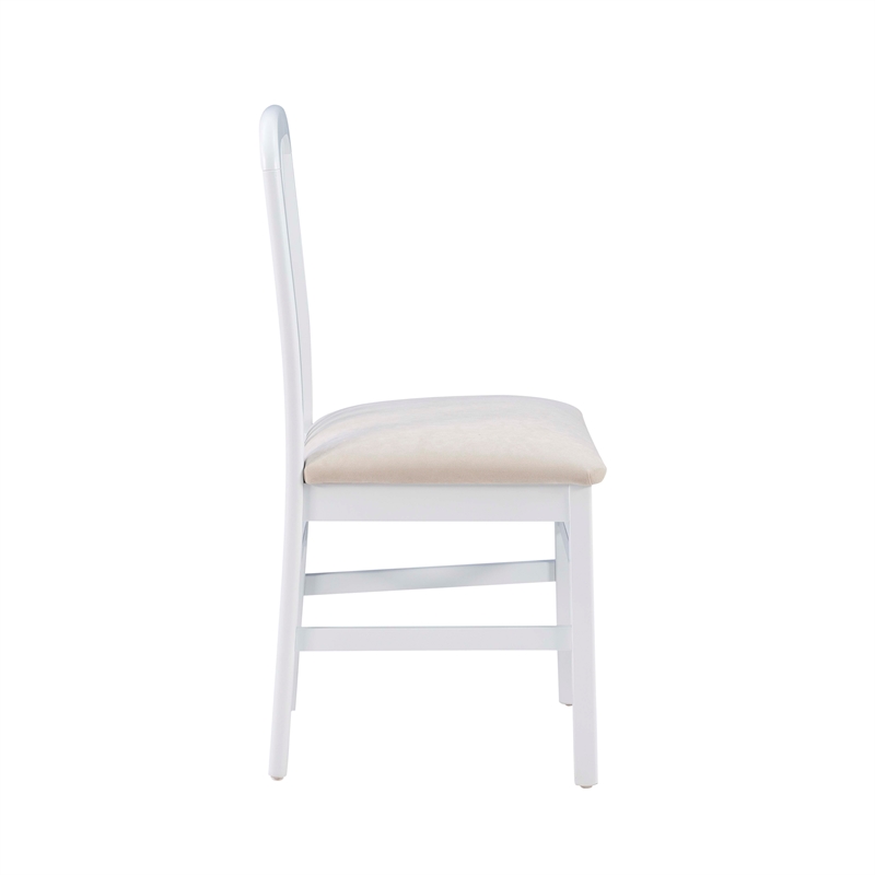 Linon Darlie Set of 2 Dining Chairs Grey Upholstered Seat in White Beechwood