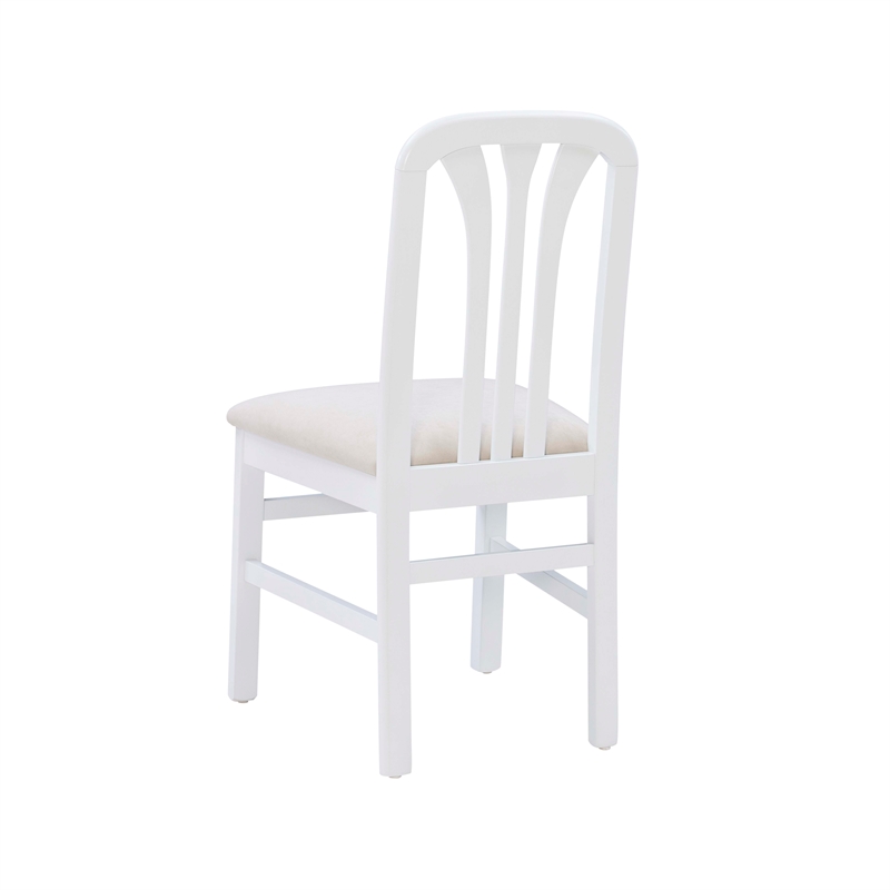 Linon Darlie Set of 2 Dining Chairs Grey Upholstered Seat in White Beechwood