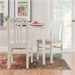 Linon Darlie Set of 2 Dining Chairs Grey Upholstered Seat in White Beechwood