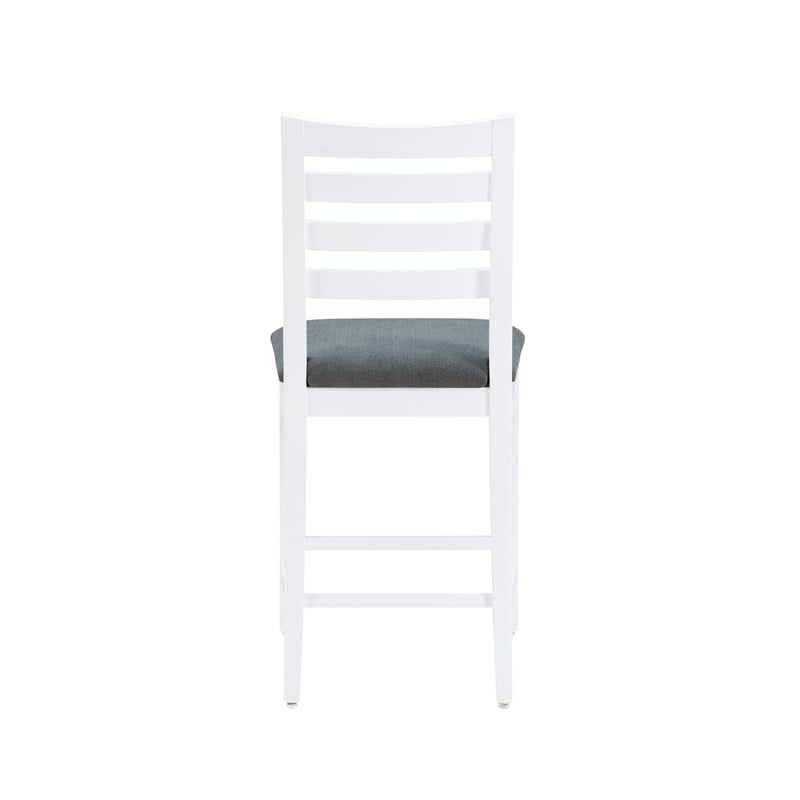 Linon Elder Beechwood Counter Stools Set of 2 With Upholstered Seat in White