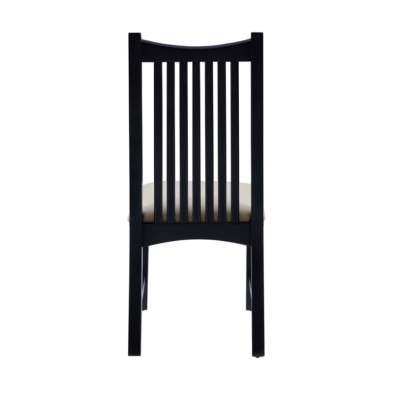 Linon Maldon Beechwood Chairs Set of 2 With Upholstered Seat in Black