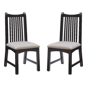 Linon Maldon Beechwood Chairs Set of 2 With Upholstered Seat in Black