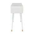 Linon Alick Wood Geo Texture Console Table Drawers Gold Hardware in Glossy White