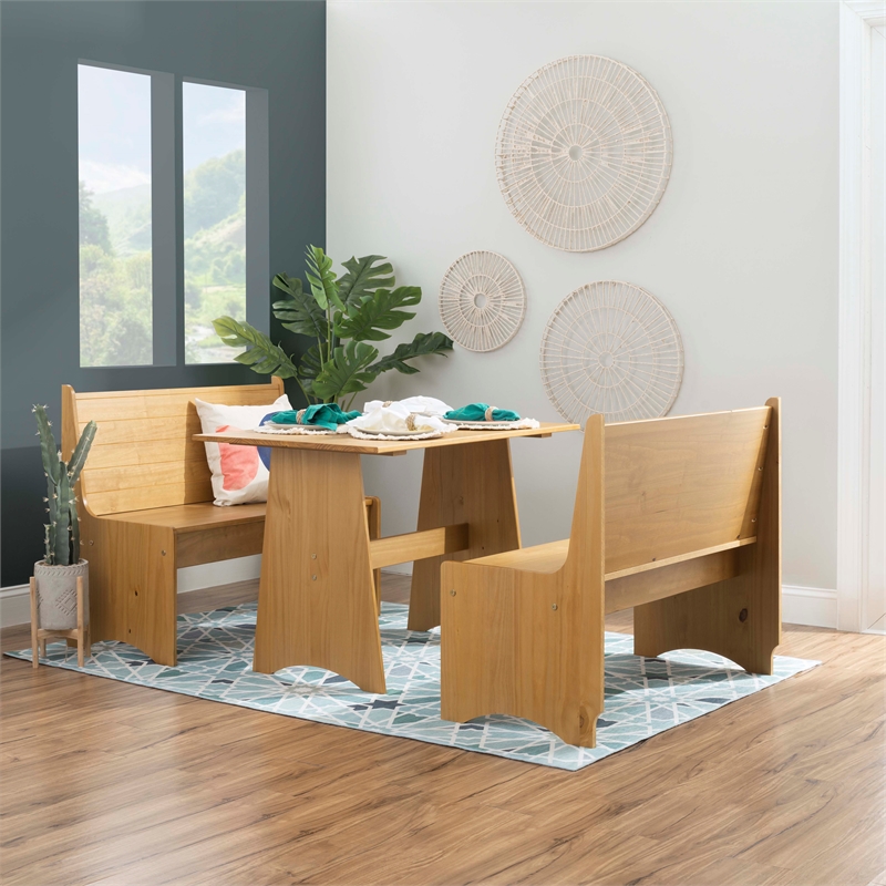 Linon Delk Solid Pine Wood Table in Honey