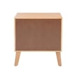 Linon Winnie Rubberwood Nightstand 2 Drawers Cane Front Panels in Natural Finish