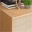 Linon Winnie Rubberwood Nightstand 2 Drawers Cane Front Panels in Natural Finish
