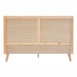 Linon Winnie Queen Bed Frame with Woven Rattan Cane Headboard in Natural Wood