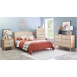 Linon Winnie Queen Bed Frame with Woven Rattan Cane Headboard in Natural Wood