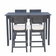 Linon Jordan Upholstered Five Piece Tavern Set in Rustic Dark Charcoal Wood