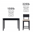 Linon Jordan Upholstered Five Piece Tavern Set in Rustic Dark Charcoal Wood