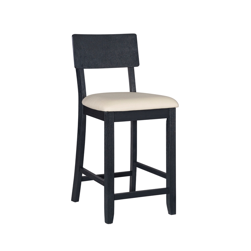 Linon Jordan Upholstered Five Piece Tavern Set in Rustic Dark Charcoal Wood