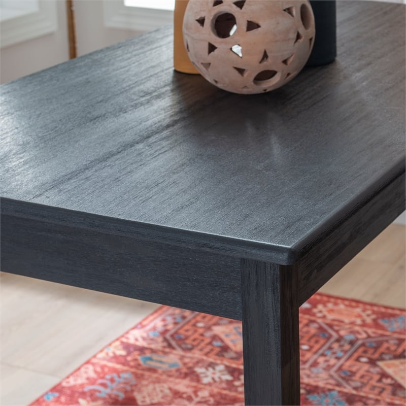 Linon Jordan Upholstered Five Piece Tavern Set in Rustic Dark Charcoal Wood