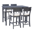 Linon Jordan Upholstered Five Piece Tavern Set in Rustic Dark Charcoal Wood